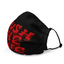 Load image into Gallery viewer, Black and Red Premium #PushTheLine Face Mask ®
