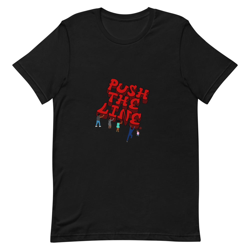 Red and Black Short-Sleeve Unisex #PushTheLine T-Shirt ®