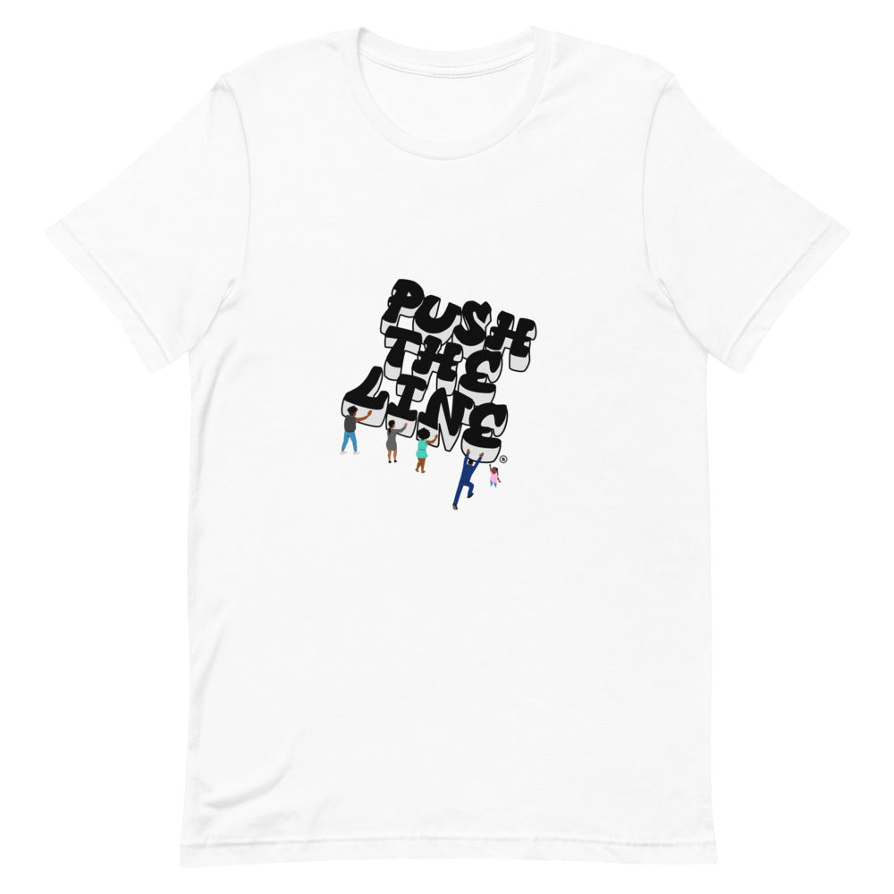 Black and White Short-Sleeve Unisex #PushTheLine T-Shirt ®